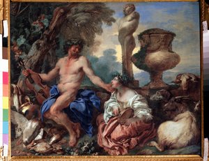 Pastorale scène. Faun en herderin door Giovanni Benedetto Castiglione