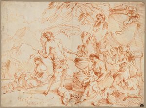 Bacchanaal voor een Herm, vroege 1660s door Giovanni Benedetto Castiglione