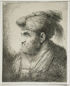 Bebaarde man met een tulband door Giovanni Benedetto Castiglione