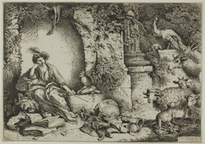Circe met metgezellen van Odysseus veranderd in dieren