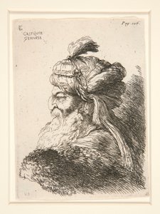Figuur naar links, uit de serie Kleine studies van hoofden
