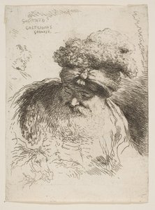 Hoofd van een oude bebaarde man met een tulband, uit de serie Kleine Hoofden in Oriëntaalse stijl, ca. 1645-1650 door Giovanni Benedetto Castiglione