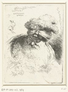 Hoofd van een oude man met muts door Giovanni Benedetto Castiglione