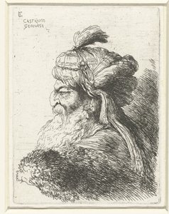 Hoofd van een oude man met tulband (Kleine studie van hoofden met oosterse hoofddeksels)