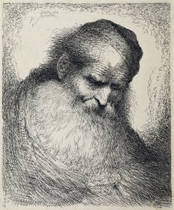 Hoofd van een slapende oude man door Giovanni Benedetto Castiglione