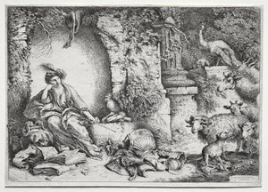 De melancholie, ca. 1660-1665 door Giovanni Benedetto Castiglione