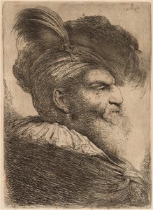 Man met een Lange Baard en Hoofddoek, Naar Rechts Gekeerd door Giovanni Benedetto Castiglione