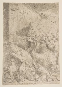 Noach laat de dieren in de ark door Giovanni Benedetto Castiglione