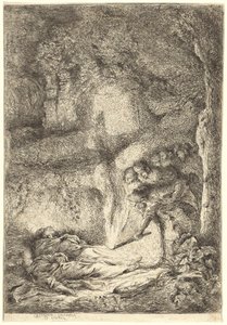 De Lichamen van de Heiligen Petrus en Paulus Verborgen in de Catacomben door Giovanni Benedetto Castiglione