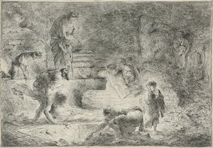 Tobit Begraaft de Doden, circa 1647-51 door Giovanni Benedetto Castiglione