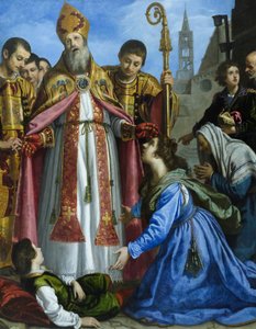 Sint Zenobius wekt een dode jongen tot leven, waarschijnlijk circa 1610-20 door Giovanni Biliverti