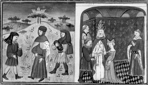 Decameron, Alexander ontmoet een jonge abt; de paus trouwt Alexander met de prinses van Engeland. Tweede dag, kort verhaal 3 door Giovanni Boccaccio