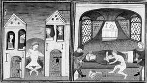 Decameron, Andreuccio valt in de latrine; Andreuccio helpt het graf van de bisschop te plunderen. Tweede dag, kort verhaal 5