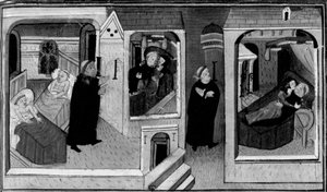 Decameron, De abt bespioneert de monnik in zijn cel; de monnik bespioneert op zijn beurt de abt. Eerste dag, nieuws 4. door Giovanni Boccaccio