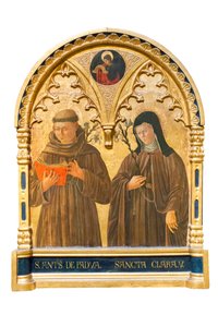 Sint Antonius van Padua en Sint Clara van Assisi door Giovanni Boccati or Boccatto