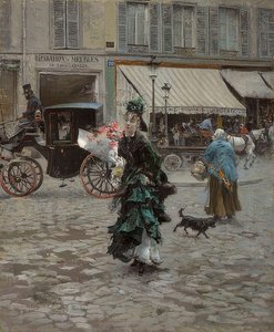 Bij het oversteken van de straat door Giovanni Boldini