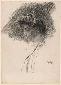 Buste van een jonge vrouw in profiel door Giovanni Boldini