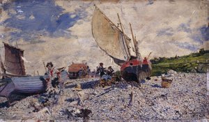 Strand van Etretat ten noorden van Le Havre door Giovanni Boldini