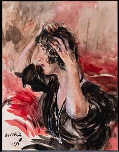Meisje Kijkt in de Spiegel door Giovanni Boldini