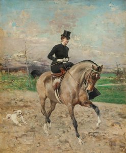 Ruiter. Alice Régnault te paard, 1878