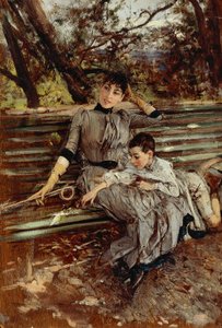 In de tuin of Alaide en Ottavio Banti, circa 1884, door Giovanni Boldini (1842-1931)
