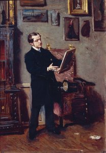Italië, Florence, Jonge Man die een Schilderij Bekijkt door Giovanni Boldini