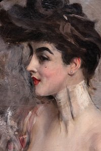 Madame X met een parelcollier (detail)