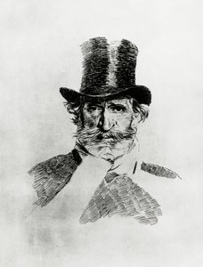 Portret van Giuseppe Verdi (1813-1901), Italiaanse componist, tekening door Giovanni Boldini (1842-1931) door Giovanni Boldini