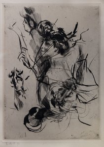Portret van een Jonge Vrouw met Figuren door Giovanni Boldini