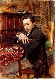 Portret van de schilder Joaquin Araujo Ruano. Schilderij door Giovanni Boldini (1842-1931) circa 1889. Olieverf op doek. Dim: 29x20cm. Pistoia, Collezione Boldini
