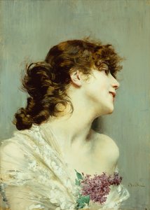 Profiel van een jonge vrouw door Giovanni Boldini