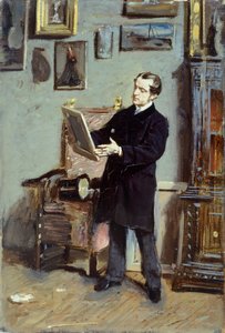 Zelfportret van Giovanni Boldini kijkend naar een schilderij (ca. 1865)