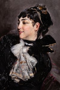 De gravin van Rasty op de sofa (detail) door Giovanni Boldini
