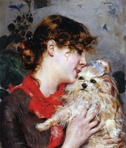 De actrice Rejane en haar hond, ca. 1885