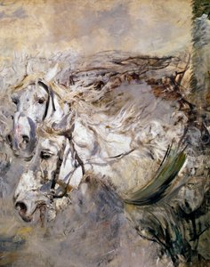 Twee witte paarden door Giovanni Boldini