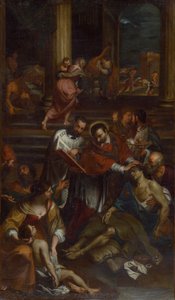 Sint Carolus Borromeus onder pestslachtoffers, tweede helft van de 17e eeuw door Giovanni Bonatti