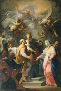 Huwelijk van de Maagd Maria, door Giovanni Camillo Sagrestani (1660-1731), Kerk van Santo Spirito, Florence, Italië
