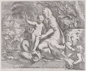 Een allegorie van de rust op de vlucht naar Egypte door Giovanni Cesare Testa