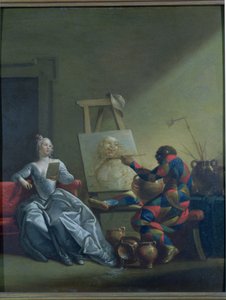 De Harlekijnschilder, ca. 1742 door Giovanni Domenico Ferretti