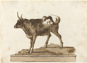 Een Stier op een Richel door Giovanni Domenico Tiepolo