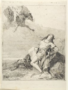 Angelica gebonden en op het punt om door het zeemonster verslonden te worden door Giovanni Domenico Tiepolo