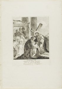 Christus troost de wenende vrouwen, plaat acht uit Kruiswegstaties door Giovanni Domenico Tiepolo