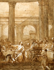 Feest in het huis van Simon, 18e begin 19e eeuw door Giovanni Domenico Tiepolo