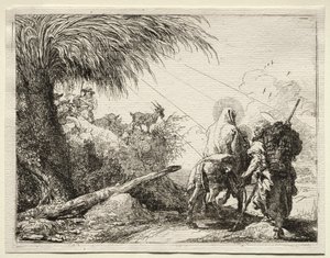 Vlucht naar Egypte: De Heilige Familie en de Palmboom door Giovanni Domenico Tiepolo