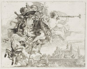 Frontispice: De wapens van Carl Philipp von Greiffenklau gedragen door een engel, uit De vlucht naar Egypte door Giovanni Domenico Tiepolo