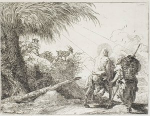 Jozef en Maria passeren een herder en zijn kudde, plaat elf uit De vlucht naar Egypte