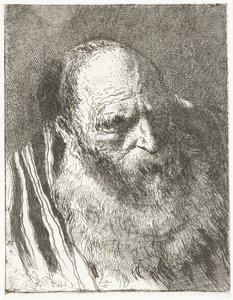 Man met baard in gestreepte mantel