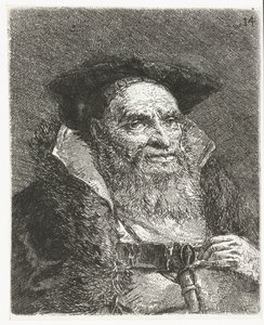 Man met baret door Giovanni Domenico Tiepolo