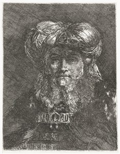 Man met grote tulband door Giovanni Domenico Tiepolo