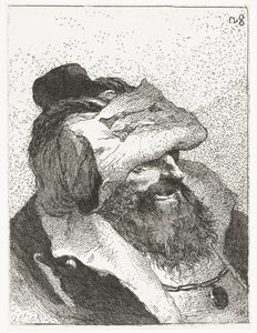 Man met hoed met omgeslagen rand door Giovanni Domenico Tiepolo